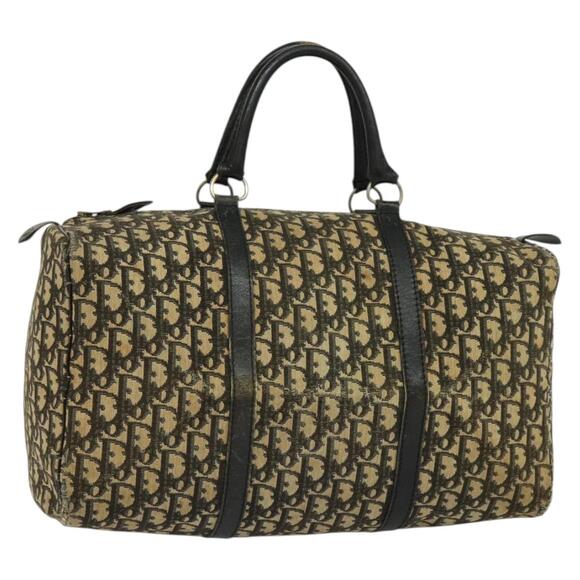 DIOR Trotter Canvas Boston Bag Navy Gold - Picture 1 of 12